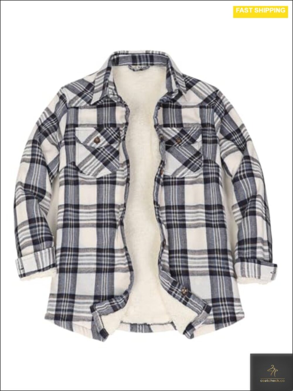 Sherpa Lined Flannel Shirt Jacket with Pockets Fleece Button Up